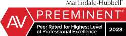 AV Preeminent | Martindale Hubbell | Peer rated for highest professional excellence | 2023